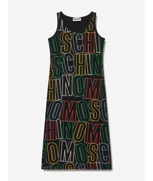 Moschino Girls Maxi Logo Dress in Black en ligne des produits 