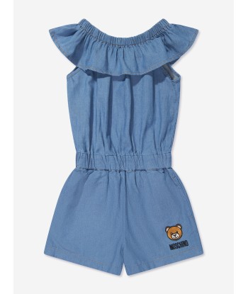 Moschino Girls Chambray Teddy Playsuit in Blue Vous souhaitez 