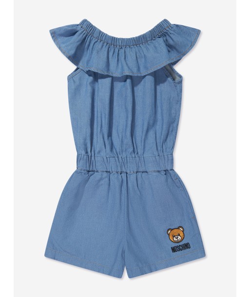 Moschino Girls Chambray Teddy Playsuit in Blue Vous souhaitez 