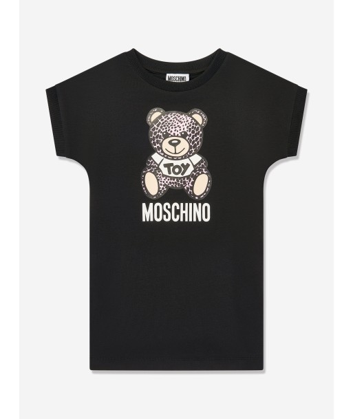 Moschino Girls Teddy Logo Jersey Dress in Black Jusqu'à 80% De Réduction