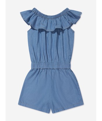 Moschino Girls Chambray Teddy Playsuit in Blue Vous souhaitez 