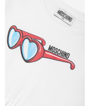 Moschino Girls Cotton Sunglasses Dress in White chez Cornerstreet bien 