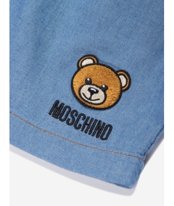 Moschino Girls Chambray Teddy Playsuit in Blue Vous souhaitez 