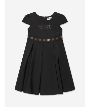 Moschino Girls Studded Teddy Logo Dress in Black français