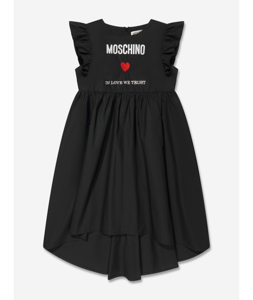 Moschino Girls Cotton Logo Dress in Black 2023