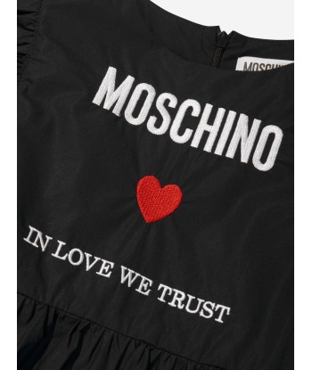 Moschino Girls Cotton Logo Dress in Black 2023