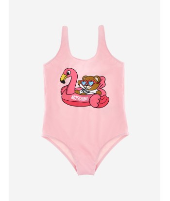 Moschino Girls Teddy And Flamingo Swimsuit in Pink pas cher 