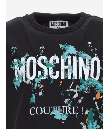 Moschino Boys Paint Splatter Logo T-Shirt in Black en ligne