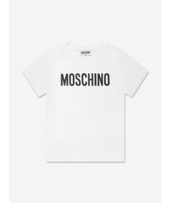 Moschino Kids Logo T-Shirt in White de l' environnement