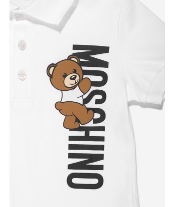 Moschino Boys Teddy Logo Polo Shirt in White commande en ligne