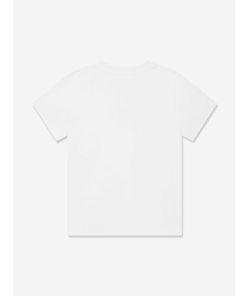 Moschino Kids Logo T-Shirt in White de l' environnement