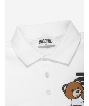 Moschino Boys Teddy Logo Polo Shirt in White commande en ligne