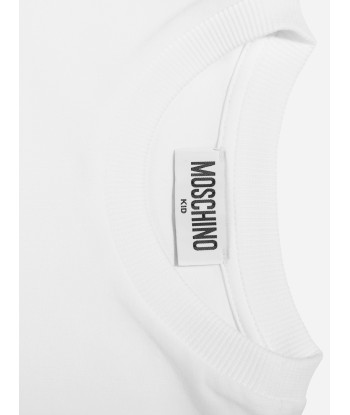 Moschino Kids Logo T-Shirt in White de l' environnement