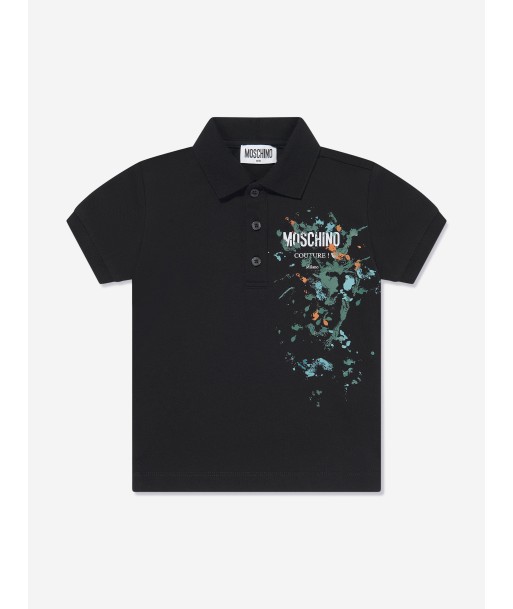 Moschino Boys Paint Splatter Polo Shirt in Black la colonne vertébrale