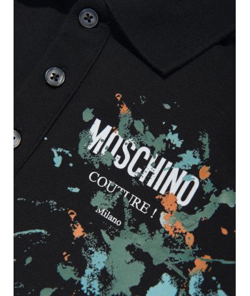 Moschino Boys Paint Splatter Polo Shirt in Black la colonne vertébrale