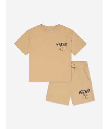 Moschino Boys T-Shirt And Shorts Set in Brown brillant des détails fins