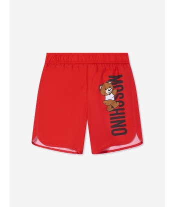 Moschino Boys Teddy Logo Swim Shorts in Red la livraison gratuite