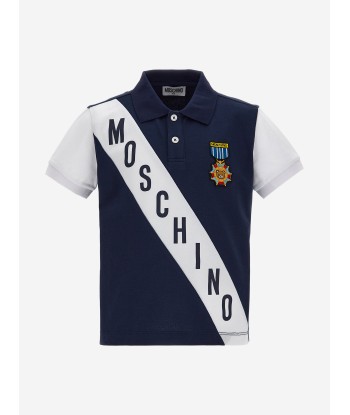 Moschino Boys Medallion Polo Shirt in Navy votre