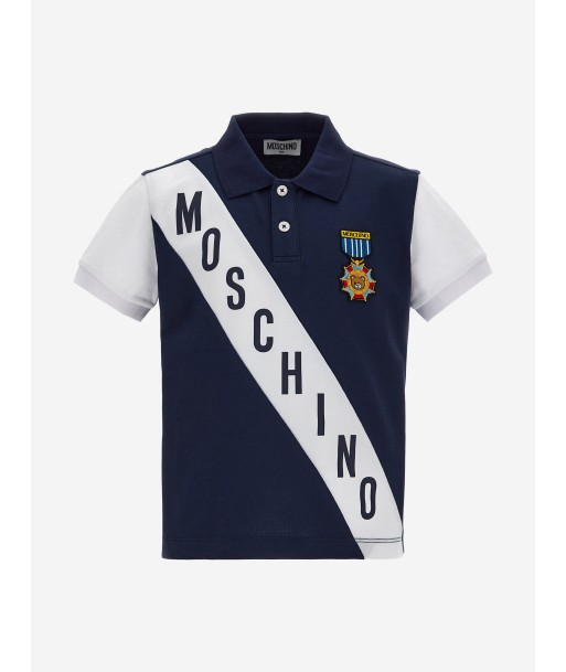 Moschino Boys Medallion Polo Shirt in Navy votre