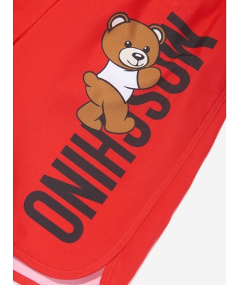 Moschino Boys Teddy Logo Swim Shorts in Red la livraison gratuite