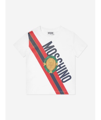 Moschino Boys Medallion Print T-Shirt in White de France