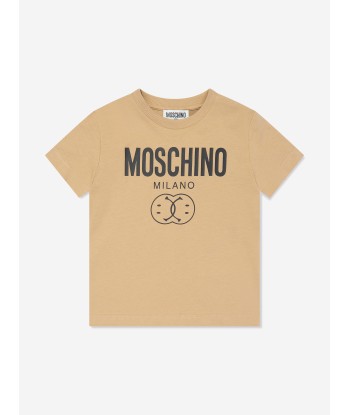 Moschino Boys Milano Logo T-Shirt in Brown de la marque