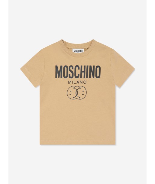 Moschino Boys Milano Logo T-Shirt in Brown de la marque