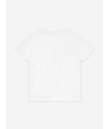 Moschino Boys Medallion Print T-Shirt in White de France