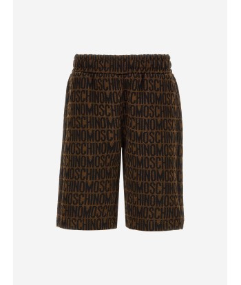 Moschino Boys All Over Logo Shorts in Brown online