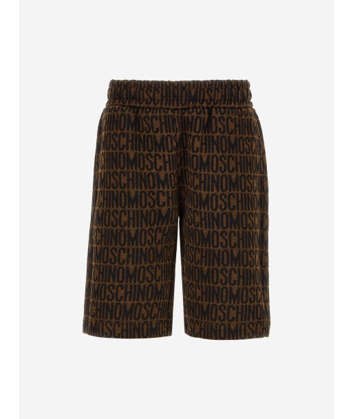 Moschino Boys All Over Logo Shorts in Brown online