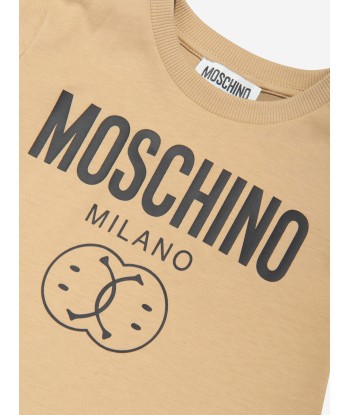 Moschino Boys Milano Logo T-Shirt in Brown de la marque