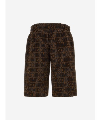 Moschino Boys All Over Logo Shorts in Brown online