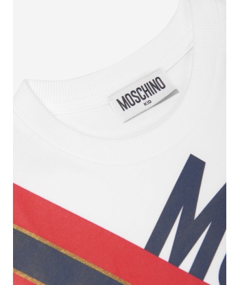 Moschino Boys Medallion Print T-Shirt in White de France