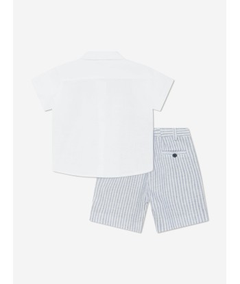 Patachou Boys Linen Short Set in Blue pas chere