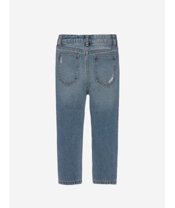 Moschino Kids Teddy Logo Jeans in Blue store