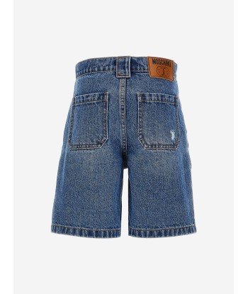 Moschino Boys Denim Cargo Shorts in Blue pas cheres