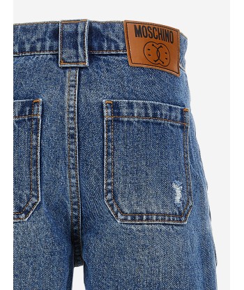 Moschino Boys Denim Cargo Shorts in Blue pas cheres