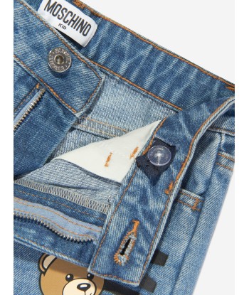 Moschino Kids Teddy Logo Jeans in Blue store