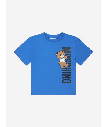 Moschino Kids Teddy Logo T-Shirt in Blue acheter