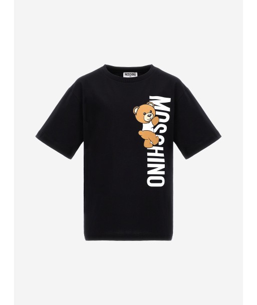 Moschino Kids Teddy Logo T-Shirt in Black la colonne vertébrale