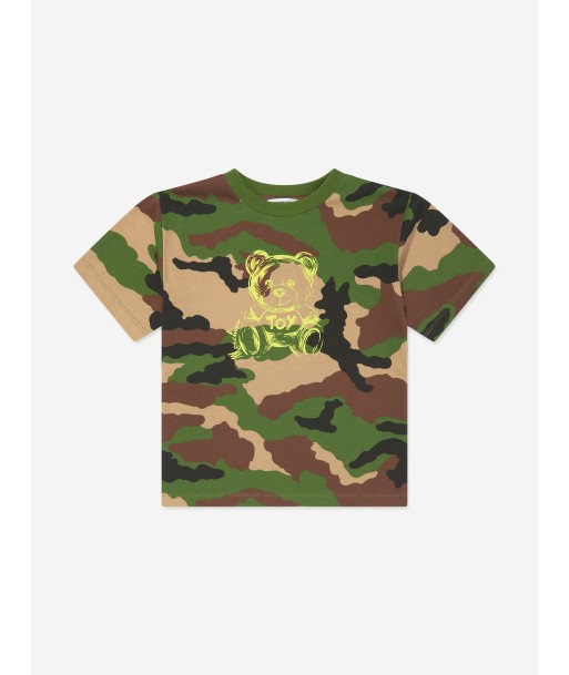 Moschino Kids Camouflage Logo T-Shirt in Green de France