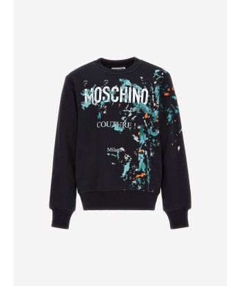 Moschino Boys Paint Splash Logo Sweatshirt in Black chez Cornerstreet bien 