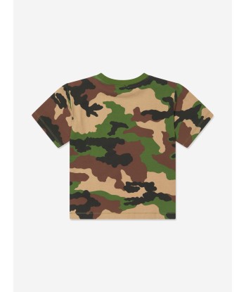 Moschino Kids Camouflage Logo T-Shirt in Green de France