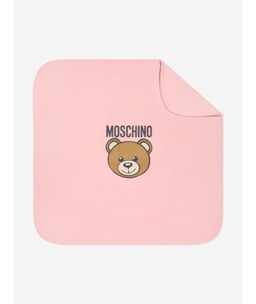 Moschino Baby Girls Teddy Logo Blanket in Pink (70cm) Livraison rapide