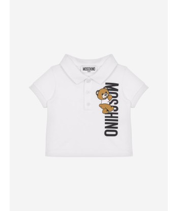 Moschino Baby Boys Teddy Logo Polo Shirt in White s'inspire de l'anatomie humaine