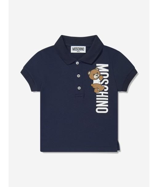 Moschino Baby Boys Teddy Logo Polo Shirt in Navy de votre