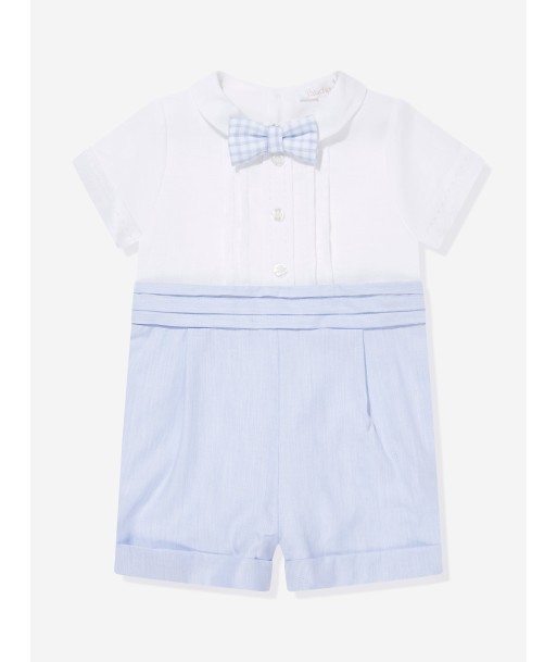 Patachou Baby Boys Linen Romper in Blue soldes