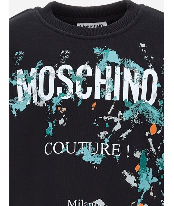 Moschino Boys Paint Splash Logo Sweatshirt in Black chez Cornerstreet bien 