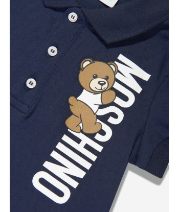 Moschino Baby Boys Teddy Logo Polo Shirt in Navy de votre