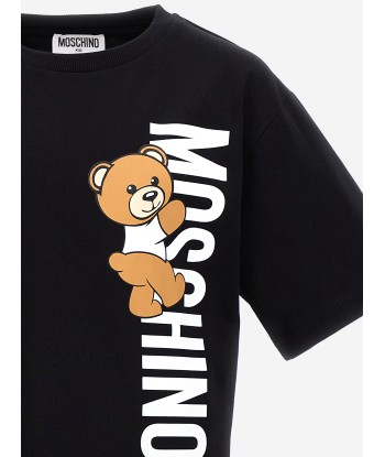 Moschino Kids Teddy Logo T-Shirt in Black la colonne vertébrale